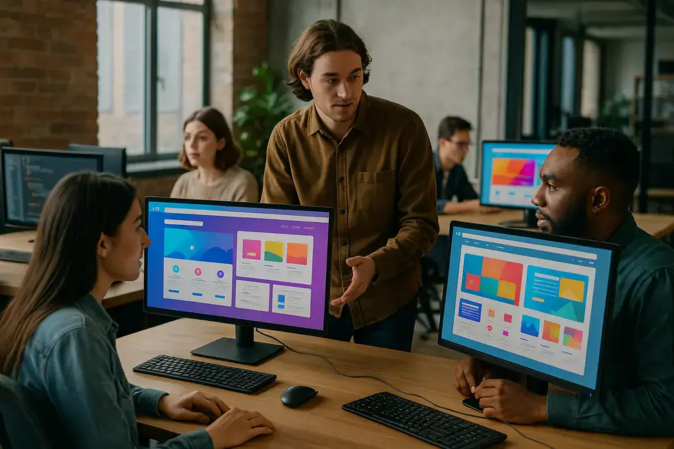 Een team van specialisten in Gent werkt aan een op maat gemaakte website.